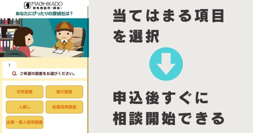 街角相談所は項目を選んで楽に申し込みできる